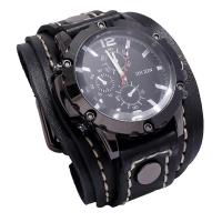 Мужская наручные часы, Шнур из натуральной кожи, с Стеклянный & цинковый сплав, Связанный вручную, ювелирные изделия моды, Много цветов для выбора, 66mm, длина:27.8 см, продается PC