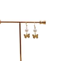 Freshwater Pearl Drop Earring, Brass, with Freshwater Pearl, real gold plated, fashion jewelry & for woman Ear .2cm,Stud ear .3cm 
