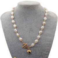 Природное пресноводное жемчужное ожерелье, титан, с Пресноводные жемчуги, плакированный настоящим золотом, ювелирные изделия моды & Женский, два разных цвета, длина:52 см, продается Strand[