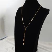 Süßwasserperlen Messing Halskette, mit Natürliche kultivierte Süßwasserperlen, vergoldet, Modeschmuck & für Frau, zwei verschiedenfarbige, Länge:ca. 50 cm, verkauft von PC[