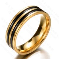 Enamel Stainless Steel Finger Ring, 304 Stainless Steel, Donut, Vacuum Ion Plating, Unisex golden, 6mm [