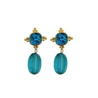 Zinc Alloy Rhinestone Drop Earring, plated, fashion jewelry & with rhinestone, blue [