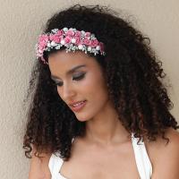 Haarreif, Stoff, mit ABS-Kunststoff-Perlen & Zinklegierung, Blume, Modeschmuck, keine, 51x151x135mm, verkauft von PC[