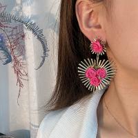 Zinc Alloy Drop Earring, with Cloth, Flower, plated, fashion jewelry [