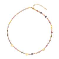 Gemstone Necklaces, Natural Stone, with Brass, with 2inch extender chain, gold color plated, fashion jewelry & for woman Approx 15.7 Inch [