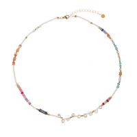 Gemstone Necklaces, Titanium Steel, with Natural Stone & Plastic Pearl, with 2inch extender chain, real gold plated, fashion jewelry & for woman Approx 18.9 Inch 