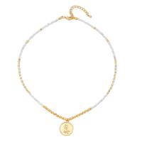 Gemstone Necklaces, Brass, with Natural Stone, 12 Signs of the Zodiac, real gold plated & for woman Approx 15.6-17.5 Inch 