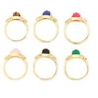 Gemstone Brass Finger Ring, with Gemstone, real gold plated & adjustable & for woman, US Ring .5 [