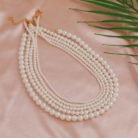 Collier de perles de verre, perle de verre, avec laiton, avec 2inch chaînes de rallonge, Placage de couleur d'or, bijoux de mode & normes différentes pour le choix & pour femme, Vendu par PC[