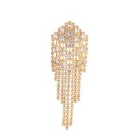 Fashion Fringe Earrings, Brass, Geometrical Pattern, gold color plated, fashion jewelry & micro pave cubic zirconia & for woman 