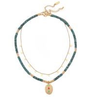Gemstone Necklaces, Natural Stone, with Brass, gold color plated, Bohemian style & for woman 