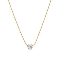 Titanium Steel Jewelry Necklace, with 2inch extender chain, 14K gold plated, micro pave cubic zirconia & for woman Approx 15.7 Inch [