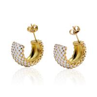 Titanium Steel Earrings, 18K gold plated, for woman & enamel [
