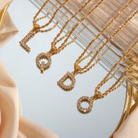 Zirkonia Edelstahl Halskette, 304 Edelstahl, Vakuum-Ionen-Beschichtung, Modeschmuck & unisex & verschiedene Stile für Wahl & Micro pave Zirkonia, goldfarben, Länge:ca. 45 cm, verkauft von PC[