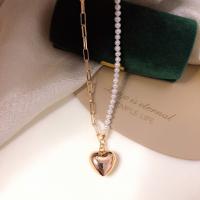 Freshwater Pearl Brass Necklace, with Copper Alloy, 14K gold-filled, fashion jewelry & for woman, white, 4-5mm Approx 38 cm [