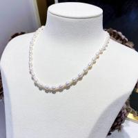Freshwater Pearl Brass Necklace, with Brass, with 8cm extender chain, fashion jewelry & for woman, white Approx 36 cm [