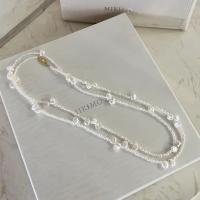 Freshwater Pearl Sweater Chain Necklace, with Copper Alloy, 14K gold-filled, fashion jewelry & for woman, white, 3-4mm Approx 100 cm 