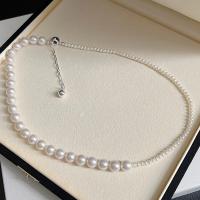 Freshwater Pearl Brass Necklace, with Copper Alloy, with 5cm extender chain, 14K gold-filled, fashion jewelry & for woman, white Approx 40 cm 