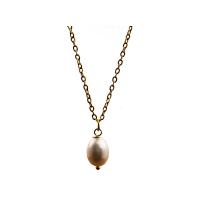 Natural Freshwater Pearl Necklace, with Titanium Steel, high quality plated, fashion jewelry & for woman, golden cm 