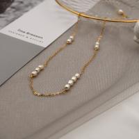 Freshwater Pearl Brass Necklace, with Freshwater Pearl, real gold plated, fashion jewelry & for woman, two different colored, nickel, lead & cadmium free, shortuff1a34+6cm +6cm 