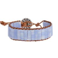 agate pourpre bracelet, avec cordon en cuir & alliage de zinc, Placage de couleur argentée, Vintage & bijoux de mode & Style bohème & unisexe, violet Environ 17 cm, Vendu par PC