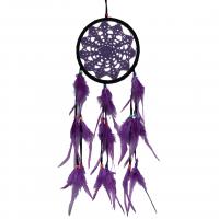 Fashion Dream Catcher, Feather, with Flocking Fabric & ABS Plastic, for home and office & fashion jewelry, purple, 55-60cm 