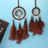 Fashion Dream Catcher, Feather, with Velveteen & Glass Beads & Polyester & Wood, for home and office & fashion jewelry 