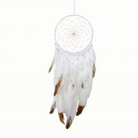 Fashion Dream Catcher, Feather, with Polyamide & Wood & Iron, for home and office & fashion jewelry, white, 700mm 