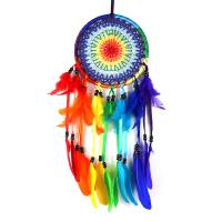 Fashion Dream Catcher, Feather, with Polyester & Plastic, for home and office & fashion jewelry, rainbow colors, 50-55cm 