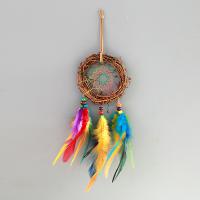 Fashion Dream Catcher, Feather, with Rattan & Wood, for home and office & fashion jewelry, rainbow colors, 35-40cm 