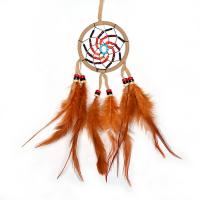 Fashion Dream Catcher, Feather, with Wood & Plastic, for home and office & fashion jewelry, coffee color, 300mm 