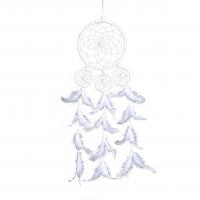 Fashion Dream Catcher, Feather, with Flocking Fabric & Wood, for home and office & fashion jewelry, white, 600mm 