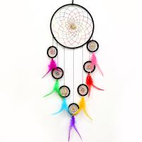 Fashion Dream Catcher, Feather, with Nylon & Plastic & Iron, for home and office & fashion jewelry, mixed colors, 65-70cm 