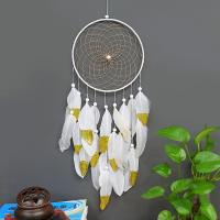 Fashion Dream Catcher, Feather, with Polyamide & Wood & Iron, for home and office & fashion jewelry, white, 65-70cm 