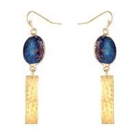 Gemstone Drop Earring, Impression Jasper, with Brass, gold color plated, vintage & fashion jewelry & for woman, blue 