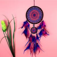 Fashion Dream Catcher, Feather, with Cotton Thread & Wood & Plastic, for home and office & fashion jewelry, mixed colors, 55-60cm 