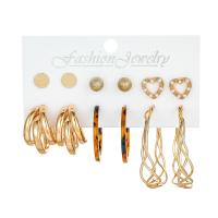 Zinc Alloy Stud Earring, with Iron & Acrylic, plated, 6 pieces & fashion jewelry & for woman 