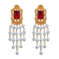 Fashion Fringe Earrings, Zinklegierung, mit Harz & Kunststoff Perlen, Modeschmuck & für Frau, 91x29mm, verkauft von Paar[