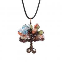 Gemstone Necklaces, Brass, with Wax Cord & Gemstone, Cross, handmade & Unisex Approx 21.25 Inch 