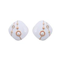 Enamel Zinc Alloy Stud Earring, with Acrylic, fashion jewelry & for woman, white 
