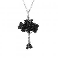 Gemstone Necklaces, Brass, with Gemstone, for woman & enamel & with rhinestone Approx 23.62 Inch 