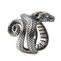 кольцо из цинкового сплава , цинковый сплав, Змея, ювелирные изделия моды & Мужский, серебряный, продается PC[