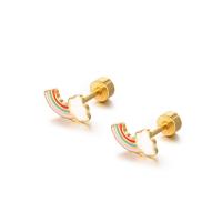 Titanium Steel Earrings, fashion jewelry & for woman & enamel 9.8*5mm,4mm 