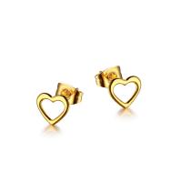 Titan Stahl Ohrringe, Titanstahl, Herz, plattiert, Modeschmuck & für Frau, goldfarben, verkauft von PC[