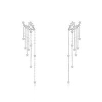 Fashion Fringe Earrings, Brass, with Glass Rhinestone, Star, platinum color plated, fashion jewelry & for woman [