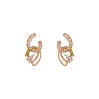 Cubic Zirconia Micro Pave Brass Earring, gold color plated, fashion jewelry & micro pave cubic zirconia & for woman 