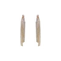 Fashion Fringe Earrings, Brass, gold color plated, fashion jewelry & micro pave cubic zirconia & for woman 