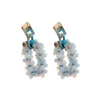 Acrylic Drop Earring, Acetate, with ABS Plastic Pearl & Cloth, Flower, fashion jewelry [