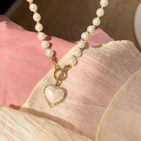 Plastic Pearl Necklace, Zinc Alloy, with Plastic Pearl, fashion jewelry & for woman & with rhinestone Approx 38 cm 