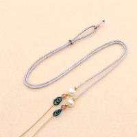 Collar de cuerda, Polipropileno Nylon, con turmalina & Perlas plásticas, hecho a mano, unisexo, más colores para la opción, 2mm, longitud:aproximado 36 cm, Vendido por UD[